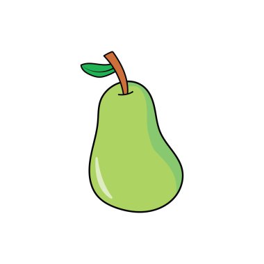 Beyaz Arkaplanda izole edilmiş Çizgi film Vektörü illüstrasyon armut simgesi çizen çocuklar