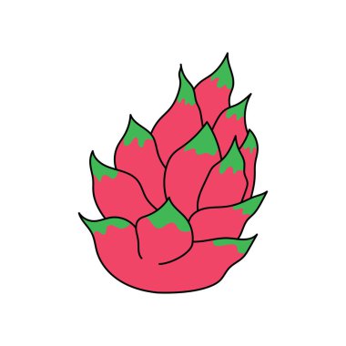 Çocuklar, Beyaz Arkaplanda izole edilmiş Çizgi Film Vektörü illüstrasyon Ejderha Meyvesi simgesi çiziyorlar