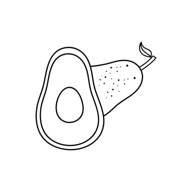 El çizimi Çocuklar Beyaz Arkaplanda izole edilmiş Avokado meyve ikonu Çizimi