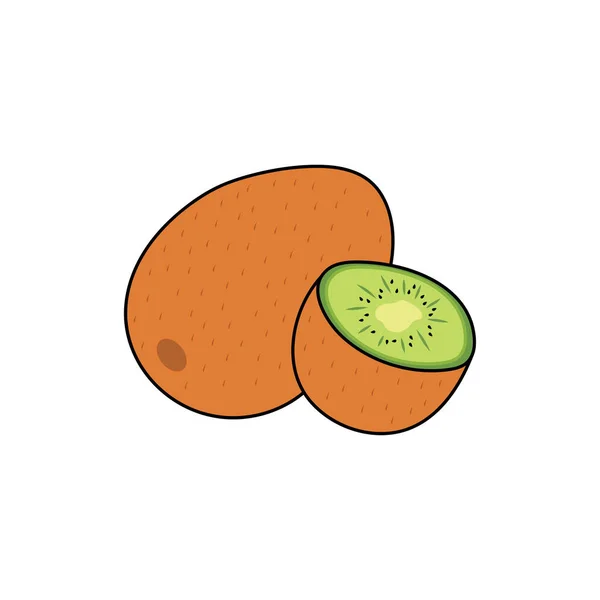 Niños Dibujo Dibujos Animados Vector Ilustración Kiwi Fruta Icono Aislado — Archivo Imágenes Vectoriales