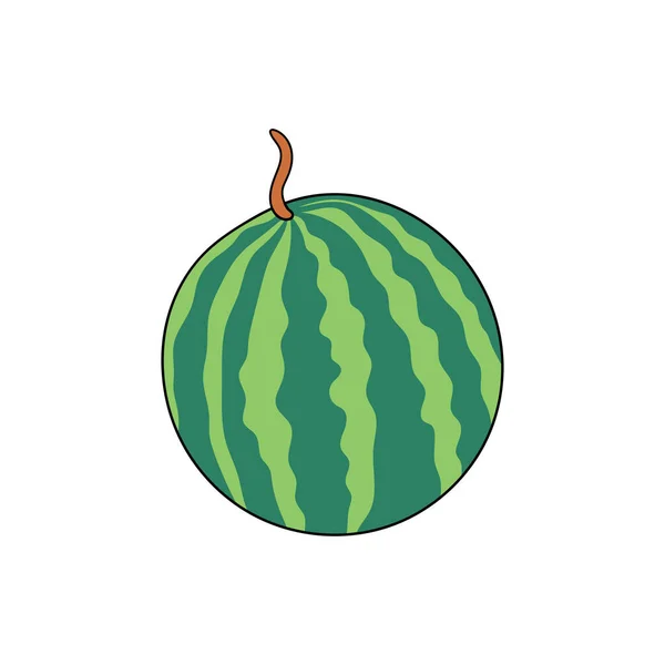 Anak Anak Menggambar Ikon Cartoon Vector Watermelon Terisolasi Latar Belakang - Stok Vektor