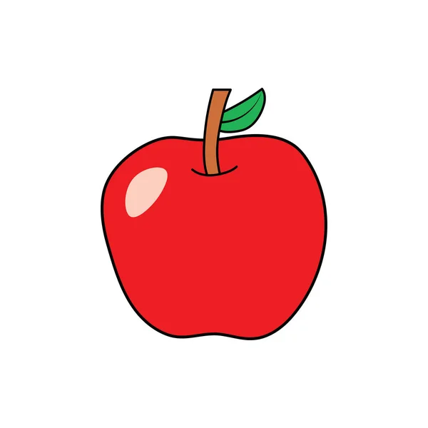 Barn Rita Tecknad Vektor Illustration Äpple Frukt Ikon Isolerad Vit — Stock vektor