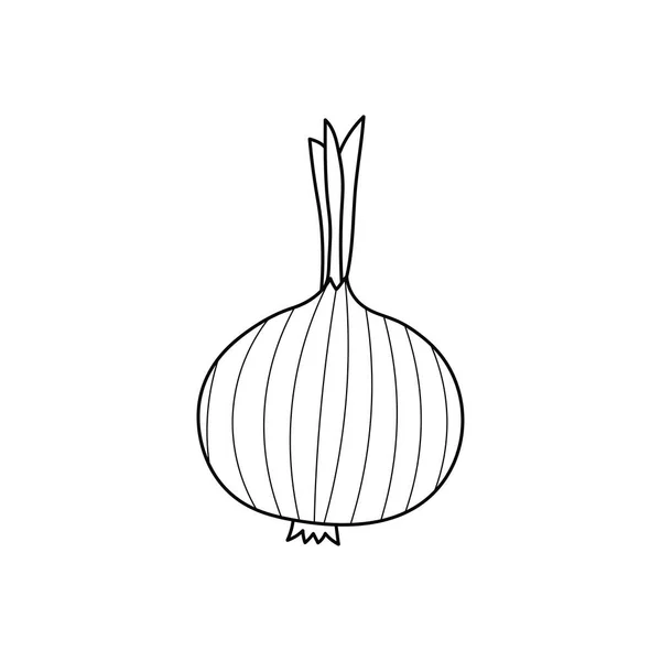 Handgezeichnete Kinder Zeichnung Cartoon Vector Illustration Zwiebelsymbol Isoliert Auf Weißem — Stockvektor