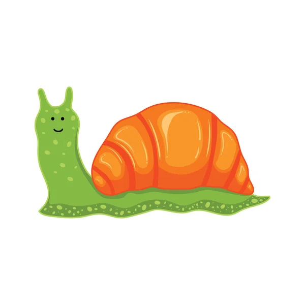 Croissant Snail Mascot Character Vector Illustration Color Children Cartoon Clipart — Stock Vector