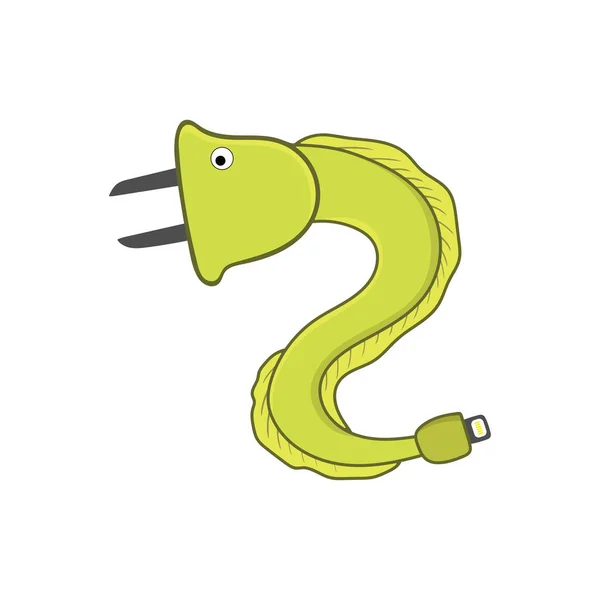 Charger Belut Lucu Mascot Karakter Vektor Gambar Warna Anak Anak - Stok Vektor