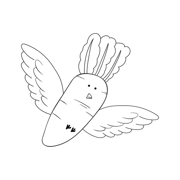 Pássaro Rabanete Desenhado Mão Mascote Personagem Vetor Ilustração Cor Crianças — Vetor de Stock