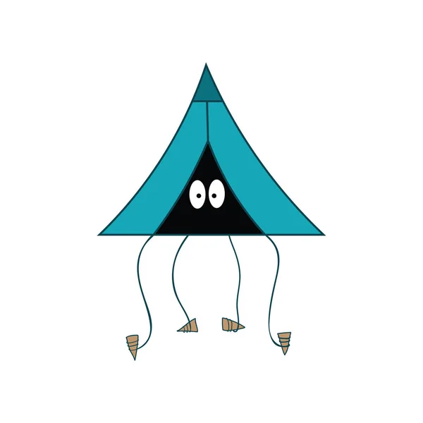 Camping Tent Tentacle Mascot Character Vector Illustration Color Children Cartoon — Stock Vector