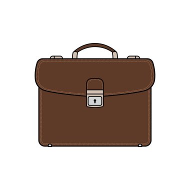 Çocuklar, Beyaz Arkaplanda izole edilmiş Çizgi Film Vektörü illüstrasyon deri evrak çantası simgesi çiziyorlar