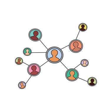 Beyaz Arkaplanda izole edilmiş Çizgi film Vektörü illüstrasyon bağlantısı çizen çocuklar