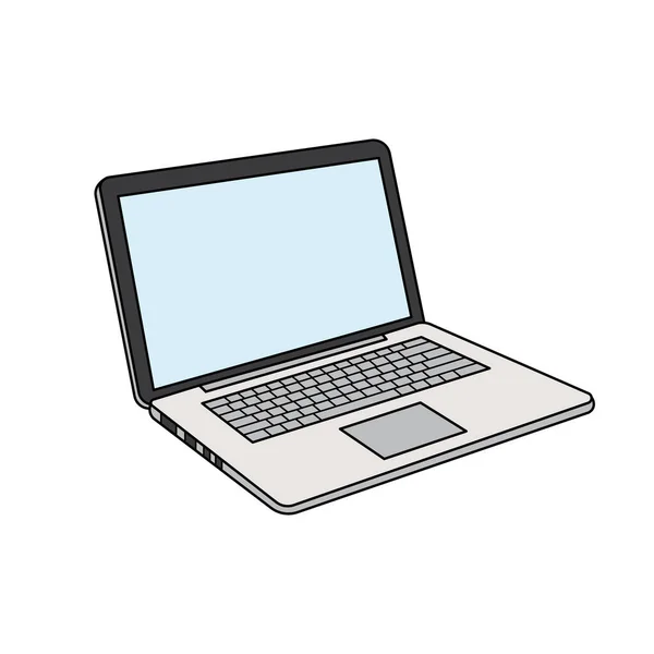 Crianças Desenho Cartoon Vector Ilustração Ícone Laptop Isolado Fundo Branco — Vetor de Stock