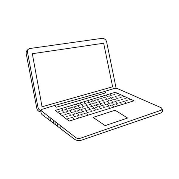 Desenho Crianças Desenhado Mão Ícone Laptop Ilustração Vetor Dos Desenhos — Vetor de Stock