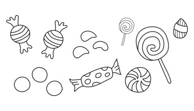 El çizimi Çocuklar, Beyaz Arkaplan 'a izole edilmiş şeker karalama ikonu çizimi