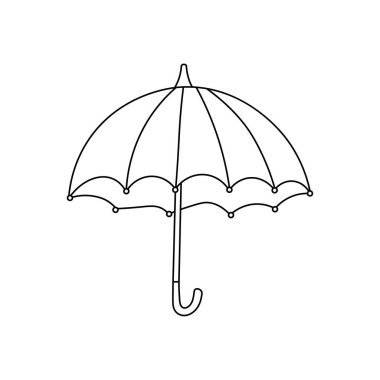 El çizimi Çocuklar, Beyaz Arkaplanda izole edilmiş Çizgi Film Vektörü illüstrasyon şemsiyesi simgesi çiziyor