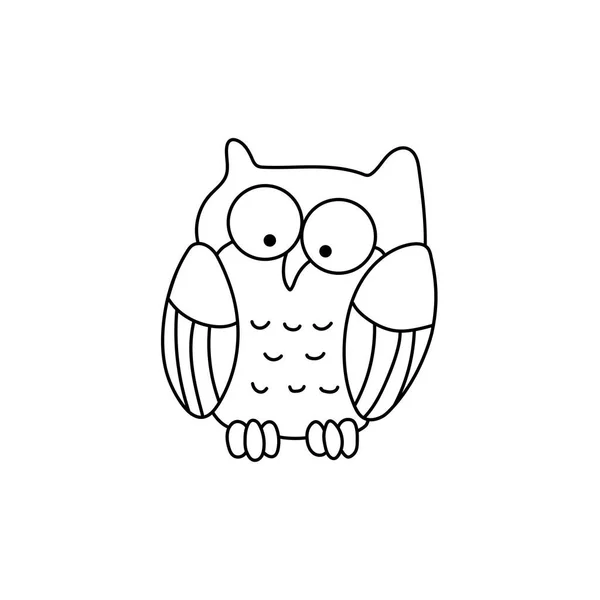 Hand Drawn Kids Drawing Cartoon Vector Illustration Owl Icon Isolated — Stock Vector