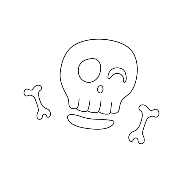 Hand Drawn Kids Drawing Cartoon Vector Illustration Spooky Skull Icon — Stock Vector