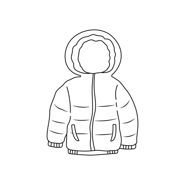 Kézzel Rajzolt Gyerekek Rajz Rajzfilm Vektor Illusztráció Téli Kabát Ikon — Stock Vector