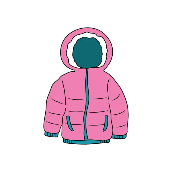 Kids Drawing Cartoon Vector Illustration Winter Coat Icon Isolated White — Stock Vector