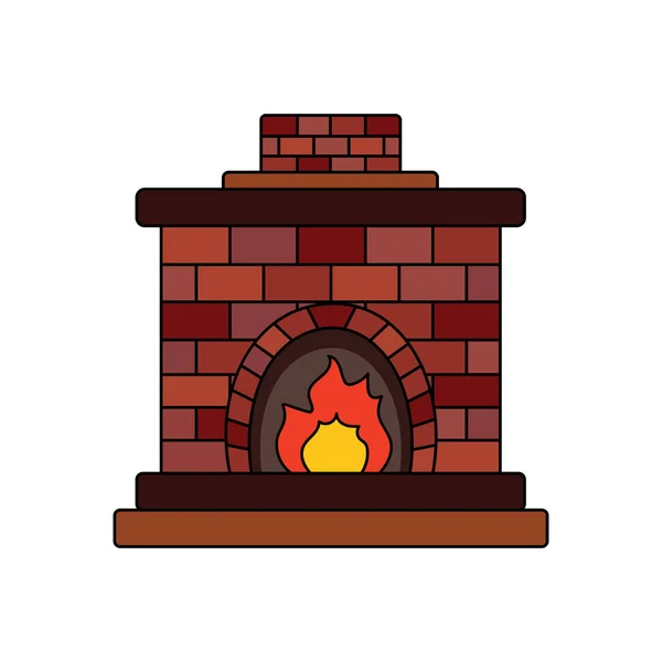 Kids Drawing Cartoon Vector Illustration Fire Place Icon Isolated White — Stock Vector