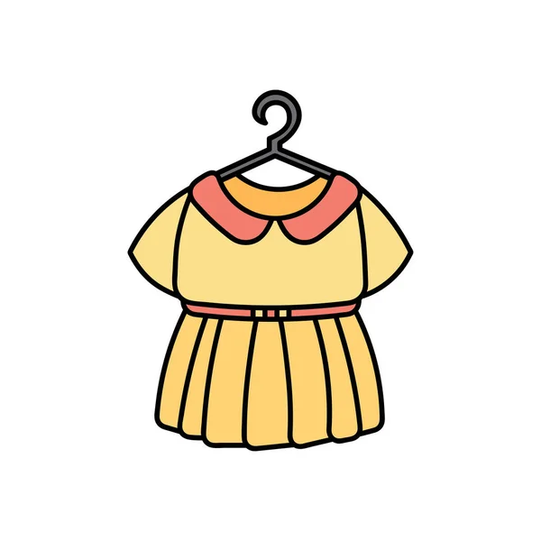 Kinder Zeichnung Cartoon Vector Illustration Mädchen Kleid Auf Kleiderbügel Symbol — Stockvektor