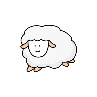 Çocuklar, Beyaz Arkaplanda izole edilmiş şirin koyun ikonu çiziyor.