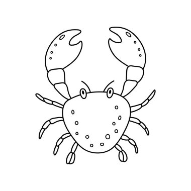 El çizimi Karikatür Vektör çizimi Beyaz Arkaplanda izole edilmiş şirin yengeç simgesi