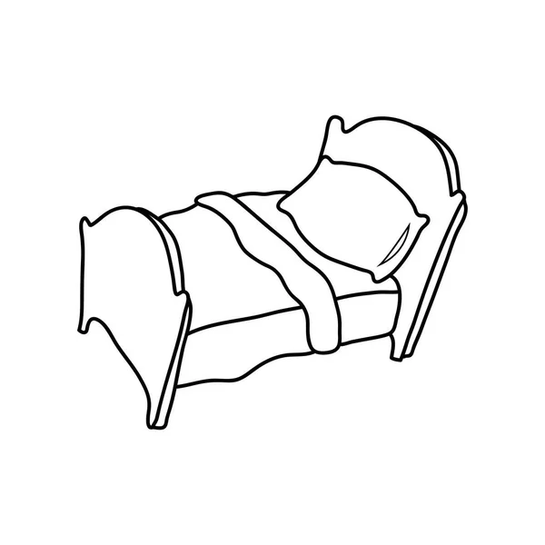 手描きの子供 ベクター イラスト ベッド アイコン 白い背景に隔離 — ストックベクタ