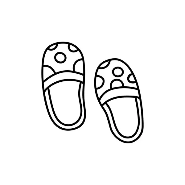 手绘儿童画卡通矢量示意图家庭拖鞋图标独立于白色背景 — 图库矢量图片