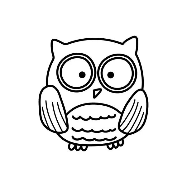 手绘儿童画漫画矢量插图可爱的猫头鹰图标与白色背景隔离 — 图库矢量图片