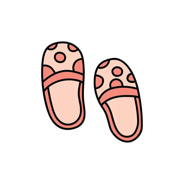 Kids Drawing Cartoon Vector Illustration Home Slippers Icon Isolated White — Stock Vector