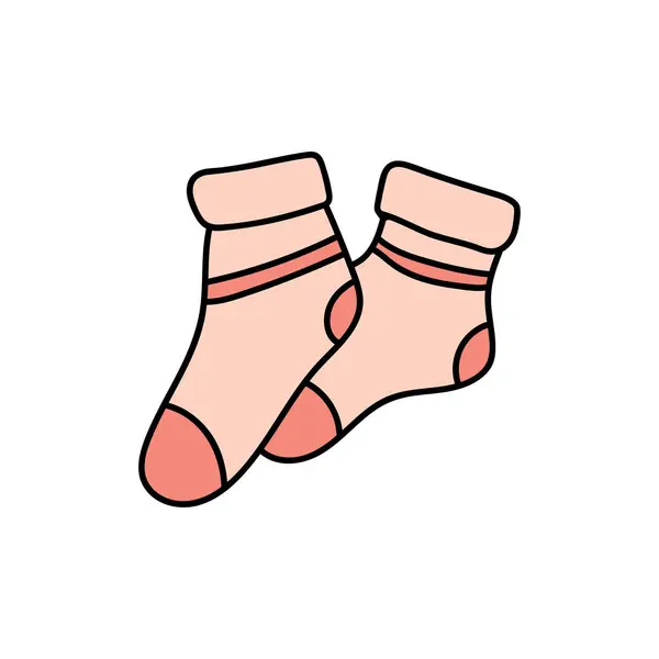 Dětská Kresba Cartoon Vector Ilustrační Ponožky Izolované Bílém Pozadí — Stockový vektor