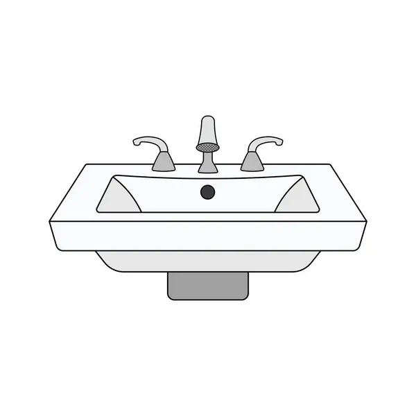 卡通矢量插图浴室水槽图标的涂鸦风格 — 图库矢量图片
