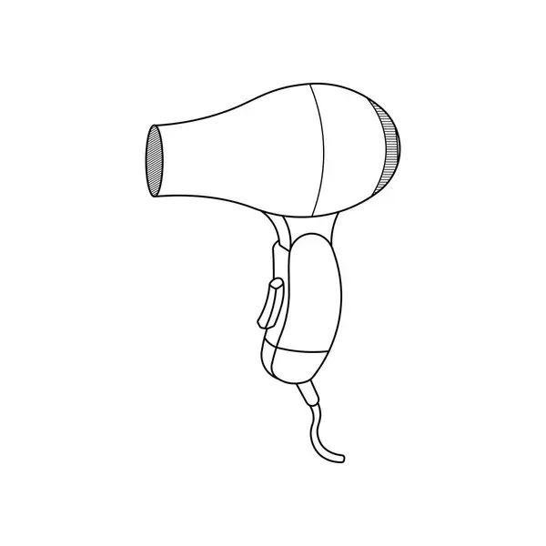 Disegnato Mano Cartone Animato Vettoriale Illustrazione Asciugacapelli Icona Stile Doodle — Vettoriale Stock