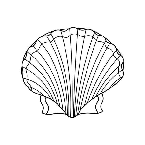 Hand Drawn Cartoon Vector Illustration Scallop Shell Icon Isolated White — Stock Vector