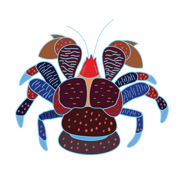 Illustration Vectorielle Bande Dessinée Icône Crabe Coco Isolé Sur Fond — Image vectorielle