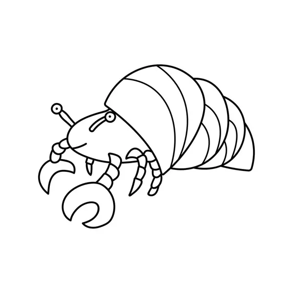 Illustration Vectorielle Dessin Main Icône Crabe Ermite Isolé Sur Fond — Image vectorielle