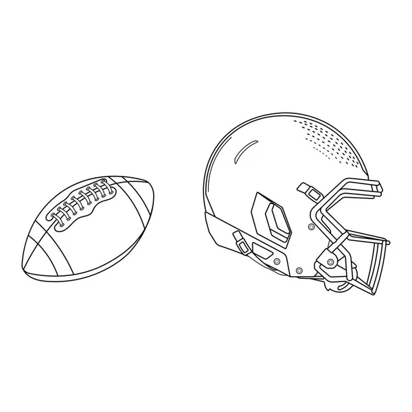Illustration Vectorielle Dessin Main Ballon Rugby Icône Sport Casque Isolé — Image vectorielle