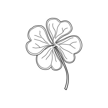 El çizimi Çocuklar Çizgi film Vektör çizimi Beyaz Arkaplanda izole edilmiş dört yapraklı yonca