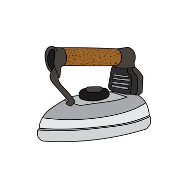 Çizgi film temsilcisi resimleri çizen çocuklar beyaz arka planda izole edilmiş ütü çamaşır tahtası sapı.