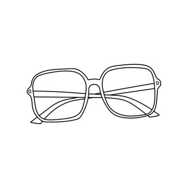 El çizimi Çocuklar, Beyaz Arkaplanda izole edilmiş zarif gözlükler çiziyor.