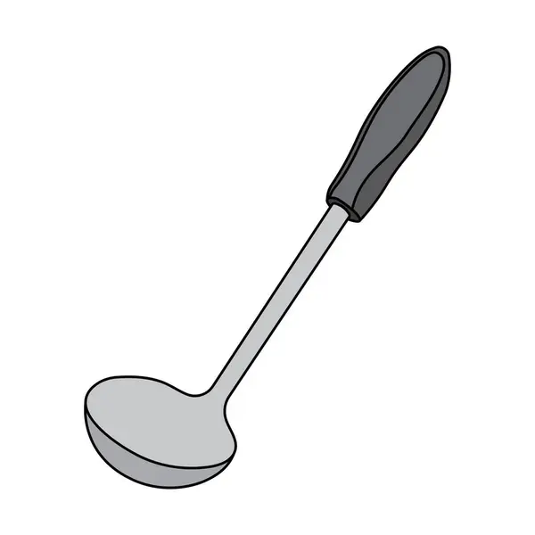 Kids Drawing Cartoon Vector Illustration Stainless Steel Ladle Isolated Doodle — Stock Vector