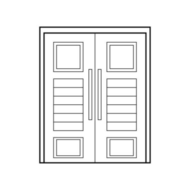 El çizimi Çocuklar Vektör çizimi. Beyaz Arkaplanda izole edilmiş altı panel çift kapı.