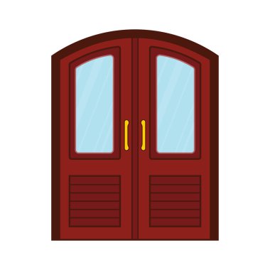 Beyaz Arkaplanda izole edilmiş vektör çizim ana salonu çift kapı