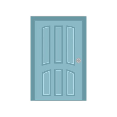 Beyaz Arkaplanda izole edilmiş altı panelli ahşap kapı çizen çocuklar