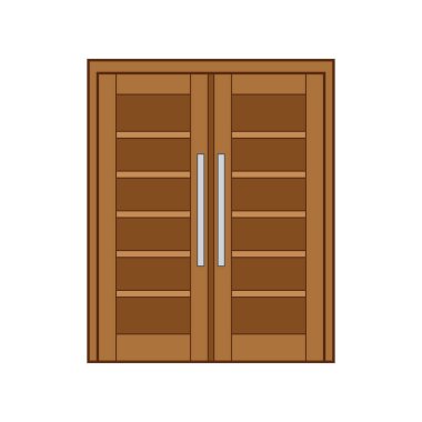 Çocuklar vektör illüstrasyonunu çiziyor. Beyaz Arkaplanda izole edilmiş iki kapılı döşeme.