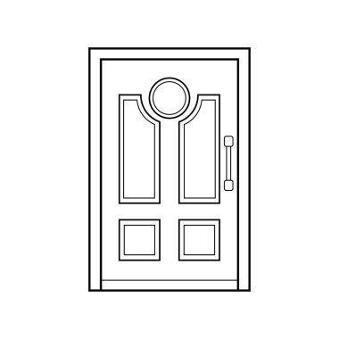 El çizimi Çocuklar Vektör çizimi Beyaz Arkaplanda izole edilmiş dört tahta kapı