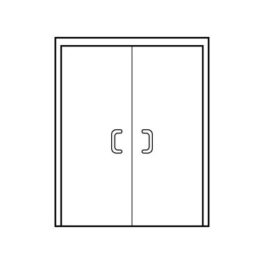 El çizimi Çocuklar Vektör çizimi Beyaz Arkaplanda izole edilmiş çift cam giriş kapısı