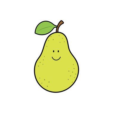 Vektör illüstrasyon rengi çocuklar tatlı gülümseyen meyve armudu kırpması