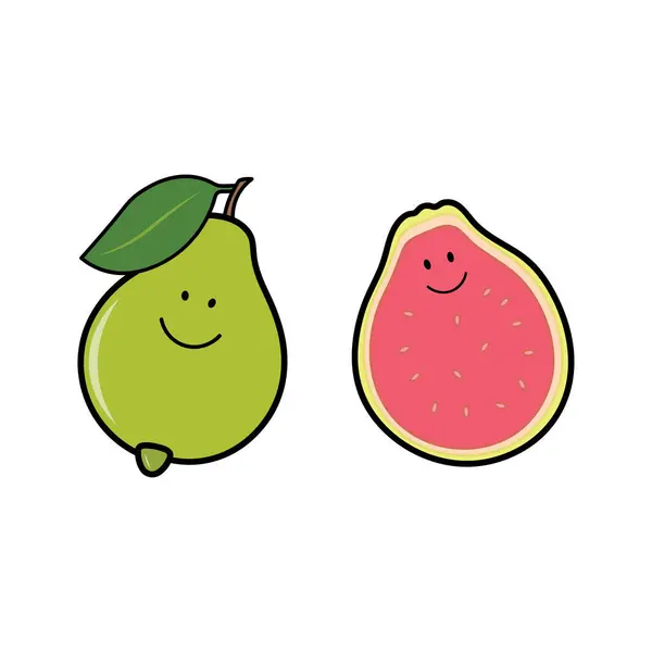 Vektör illüstrasyon rengi çocuklar gülümsüyor meyve guava clipart