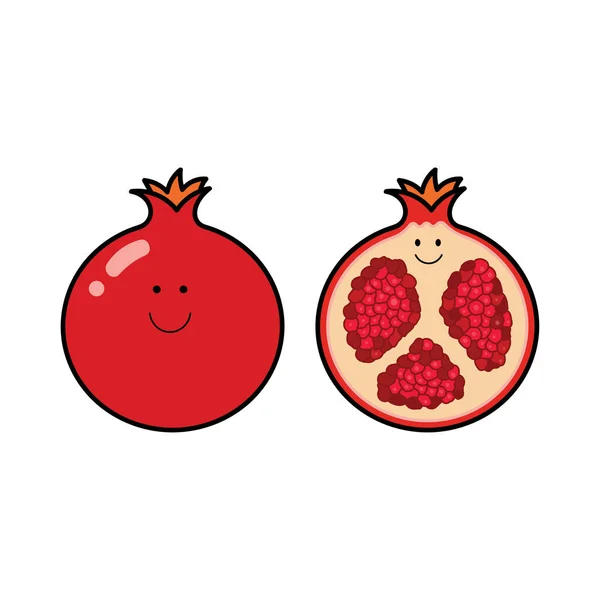Vektör illüstrasyon rengi çocuklar tatlı gülümseyen meyve nar clipart