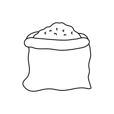 El çizimi Çocuklar Beyaz Arkaplanda izole edilmiş karikatür vektör çizimi buğday torbası simgesi